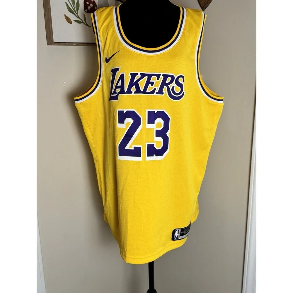 Nike LeBron James Los Angeles Lakers 23 Icon Edition Jersey Yellow XXL 56 AJ5117